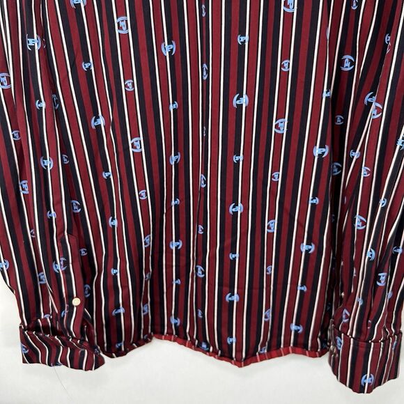 Vintage Phat Farm Button Up Shirt Mens XXL 2XL Red Striped Logo AOP French Cuff - Picture 13 of 13
